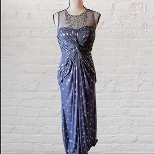 Adrianna Papell Twist Front Jeweled Formal Dress